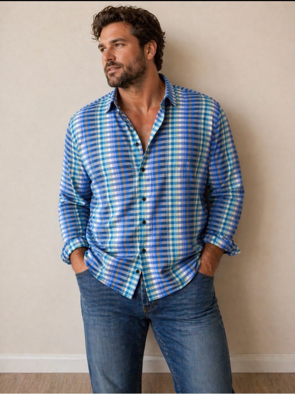 Tommy Bahama Blue & Green Plaid Button-Down Shirt